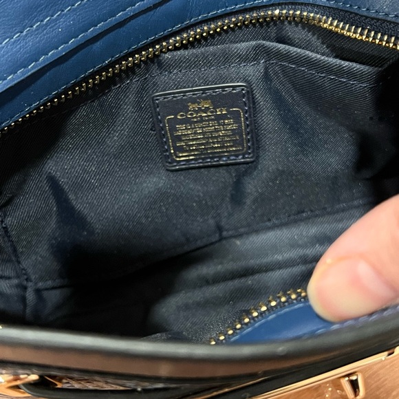 COACH Swagger Exotic Snakeskin Embossed Leather Mini Crossbody Clutch - Picture 3 of 5